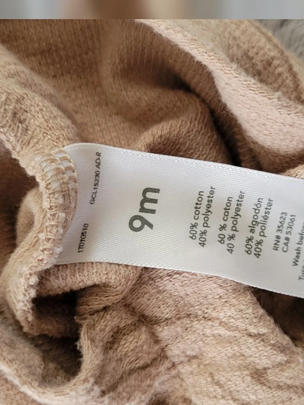 Carter's Cream Striped & Tan Tree Print Baby Rompers-size 9m